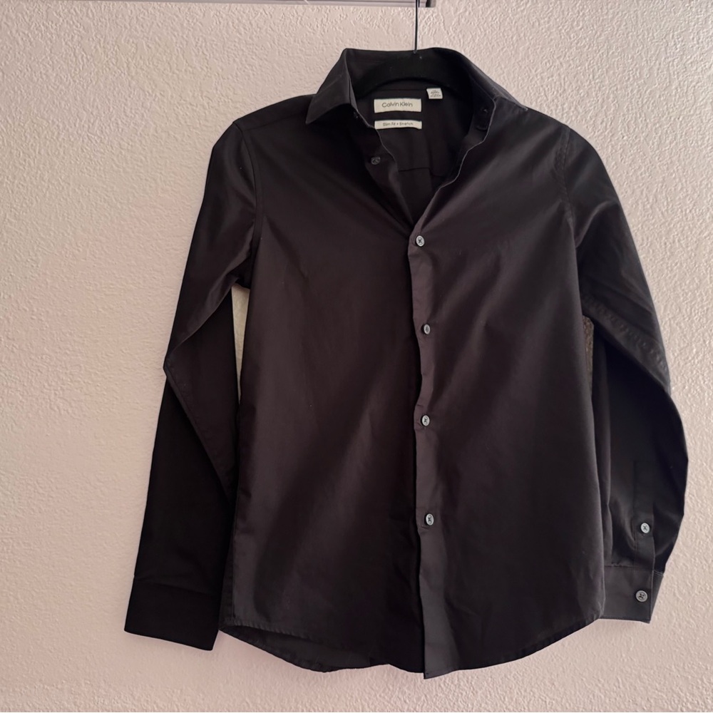 Calvin Klein Boys Slim Fit Black Dress Shirt – Size 12